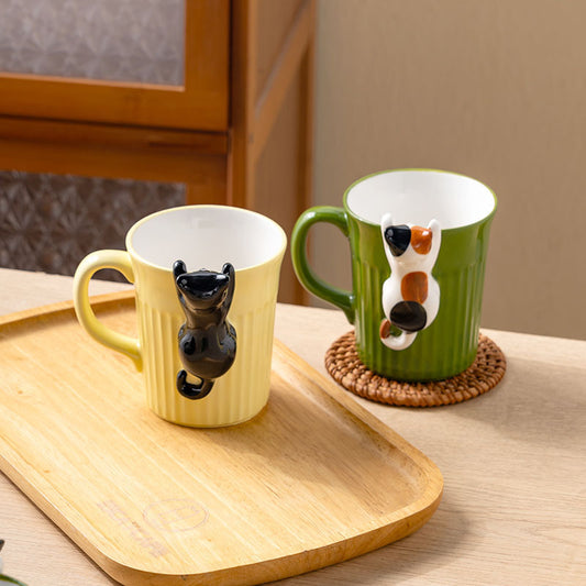3D Cat Ceramic Mug- Cute Relief Design Coffee Cup for Cat Lovers