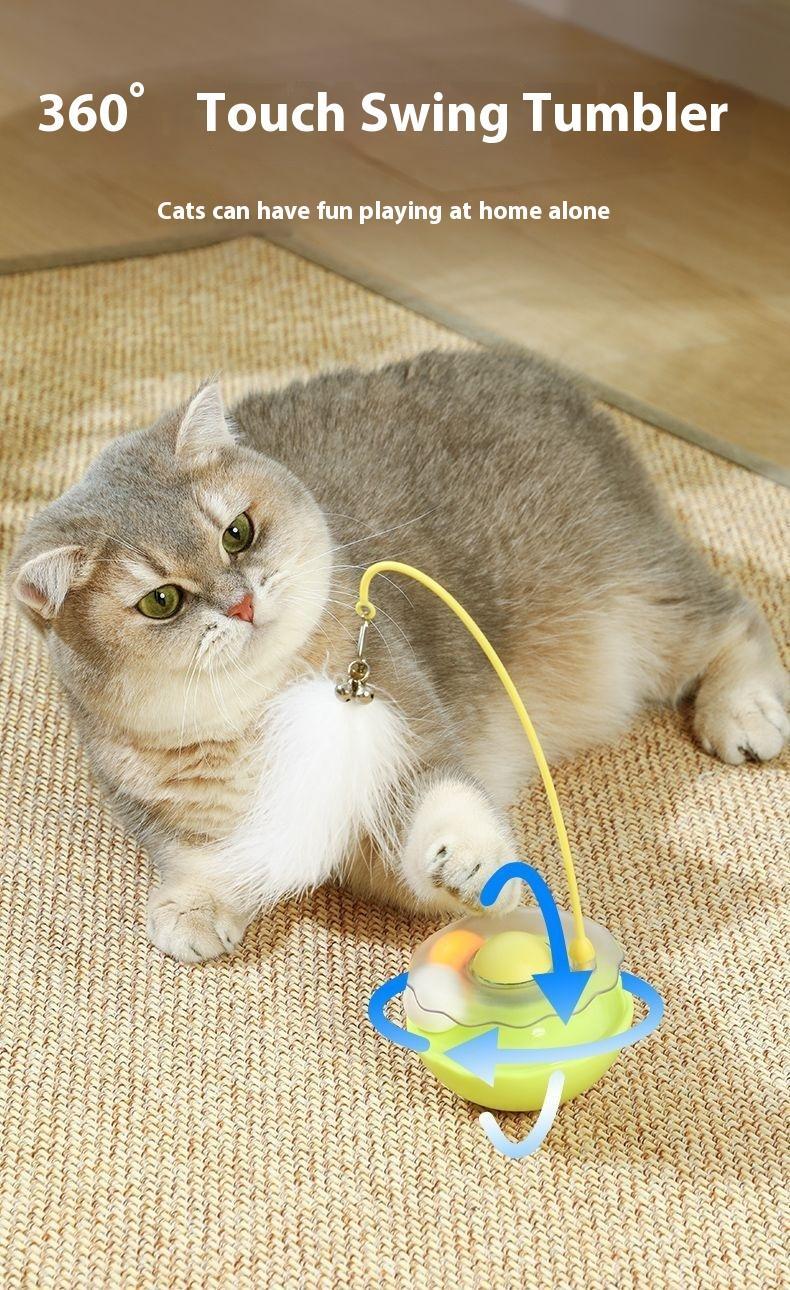 Interactive Cat Tumbler Toy - Feather Balance Ball for Endless Fun