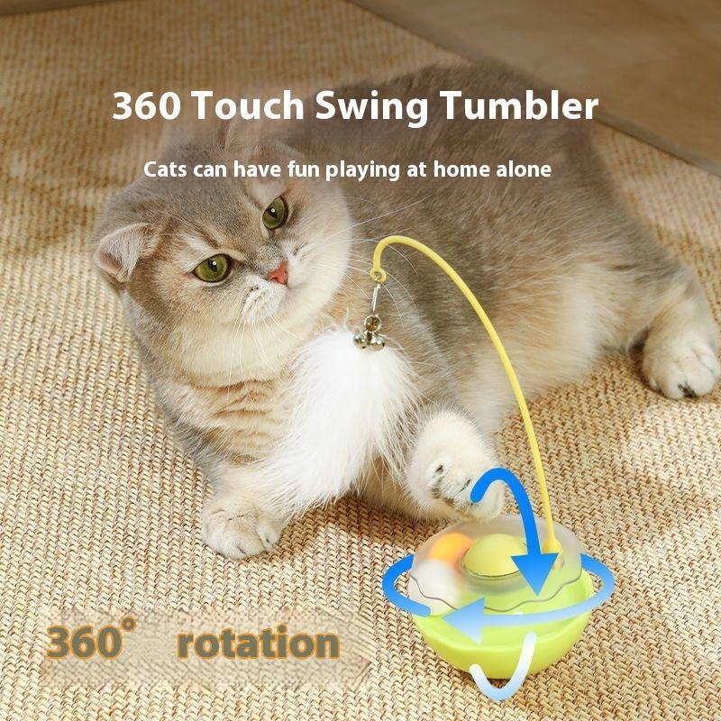 Interactive Cat Tumbler Toy - Feather Balance Ball for Endless Fun